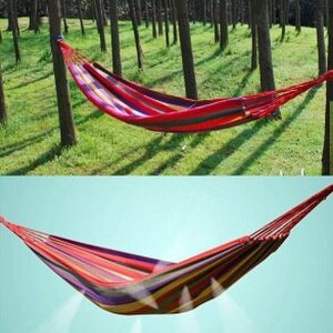 80cm Portable Hammock Outdoor Garden Sports Home Travel Camping Hanging Bed Canvas Stripe Hammock Swing Hanging Bed