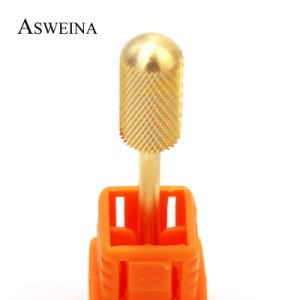 ASWEINA AAAAA Top Quality F Gold Smooth Top Carbide Nail Drills Bit Electric Nail File Nail Art Drill Accessory