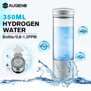 AUGIENB 350ml Hydrogen Rich Water Bottle Alkaline Ionizer Generator Healthy Anti-Aging USB Rechargeable with RGB LED Light