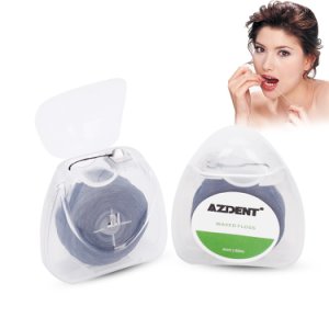 AZDENT 50M Black Dental Flosser Bamboo Charcoal Mint Flavor Built-In Spool Wax Replacement Core Toothpicks Teeth Tooth Cleaner