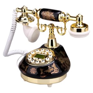 Black Antique Telephone Corded Retro Home Phones Old Fashion Ceramic Landline Telephone Vintage Telephones for Home Office Decor