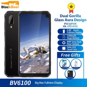 Blackview BV6100 Dual Gorilla 6.88 Screen Smartphone 3GB+16GB Android 9.0 IP68 Waterproof Cellphone 5580mAh NFC Mobile Phone
