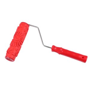CNIM Hot 7In Red Rubber Embossing Texture Wall Printing Brush Relief Roller Tool With Handle