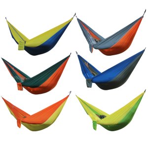 Double Person Outdoor Hammock 2 People Portable Parachute Hammocks 6 Colors Hanging Bed For Garden Hunting Leisure Travel Kits
