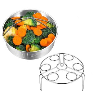 EAS-Steamer Basket with Egg Steamer Rack for Instant and Pressure Cooker Accessories Vegetable Steam Rack Stand fits 5,6,8 Qt