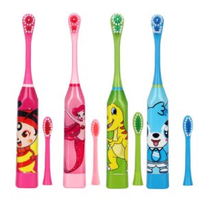 Electric Toothbrush Cartoon Pattern Double-sided Waterproof Tooth Brush Oral Cleaning for Kids with 2pcs Replacement Head
