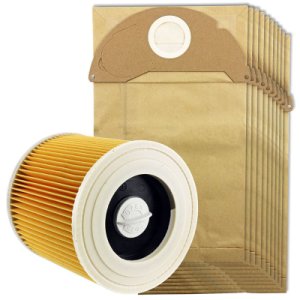 -For Karcher Wet&Dry Wd2 Vacuum Cleaner Filter And 10x Dust Bags