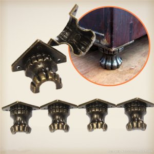 High Quality 4pcs Zinc Alloy Antique Brass Jewelry Chest Wood Box Decorative Feet Leg Corner Protector 35 x 25MM