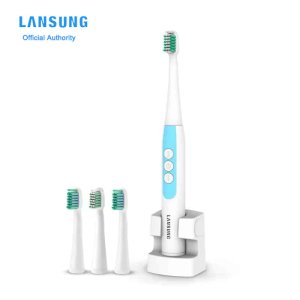 LANSUNG A1 Ultrasonic Sonic Electric Toothbrush Rechargeable Tooth Brushes With 4 Pcs Replacement Heads 5 Teeth Brushing Modes