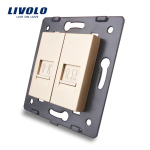 Manufacture Livolo,Wall Socket Accessory, The Base of Telephone,Computer Socket,TV ,sound,video,microphone Outlet ,golden color