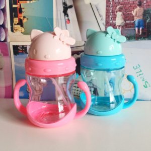 New Baby Cups And Sippy Cups Baby's Learning Drinking Water Bottles Feeding Sippy Cups With Handles Straw Cup 350ml