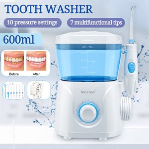Nicefeel Oral Irrigator 7pcs Tips 600ml Water Flosser Irrigator Dental Hygiene for teeth cleaning Water Pick irrigators Flossing