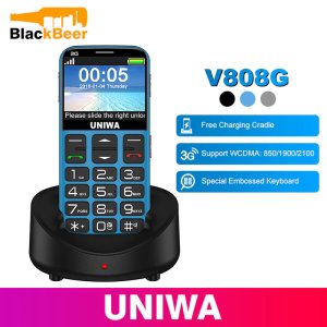 UNIWA V808G Mobile Phone 3G WCAMA SOS Button 1400mAh 2.31 Inch Screen Old Man Cellphone Flashlight Torch Cell Phone For Elderly