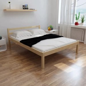 VidaXL Modern Simple Solid Pine Wood Bed With Mattress Comfortable Bedroom Bed 140 X 200cm Easy Assembly