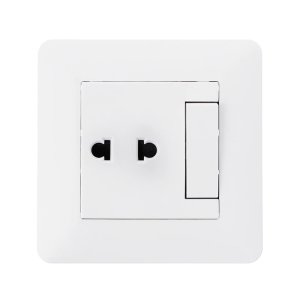 Wall Outlet 2 Hole Universal Power Socket With 1 Gang 2 Way Light Switch Porcelain White Wall Panel