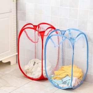 Washing Dirty Clothes Laundry Basket Foldable Clothes Storage Baskets Mesh Portable Sundries Organizer Toy Container