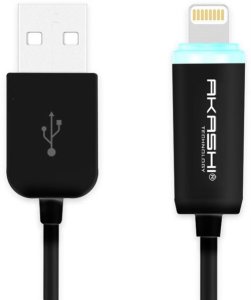 Akashi Câble compatible lightning 1m avec indicateur de charge - noir