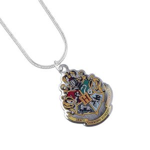Chaîne Harry Potter insignes de Poudlard 42-46cm argentée pendentif 2,8x2cm bijou