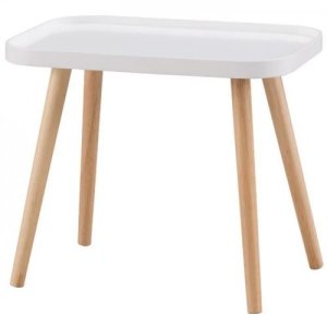GALET Table basse style contemporain blanc laque mat - L 50 x l 34 cm