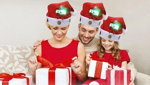 3 or 5 LED Christmas Hats for Adults & Kids - 3 Styles