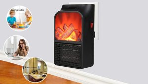 900W Mini Electric Wall-Outlet Flame Display Heater