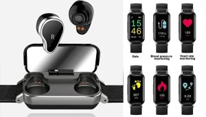 Smart Watch & Bluetooth Earphone Set - 3 Colours