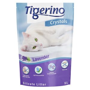 Tigerino Crystals areia absorvente com aroma a lavanda - Pack económico: 3 x 5 l