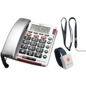 Audioline Amplicomms BigTel 50 Alarm Plus - Telefon mit Schnur mit Rufnummernanzeige - Silber (906535)