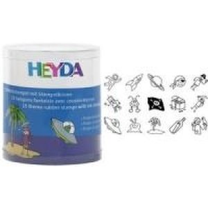 HEYDA Motivstempel-Set Piraten & Raumfahrer, Runddose Motivstempel aus Holz, inkl. Stempelkissen in schwarz, je (204888486)
