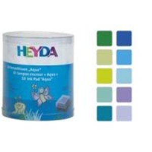 HEYDA Stempelkissen-Set Aqua, Klarsicht-Runddose säurefrei, Stempelfarbe auf Öl-Wasserbasis, Maße Stempel- (204888472)