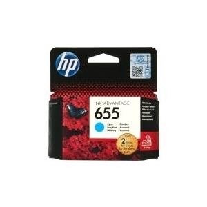 HP 655 - Dye-Based Cyan - Original - Tintenpatrone - für Deskjet Ink Advantage 4615, Ink Advantage 4625, Ink Advantage 5525, Ink Advantage 6525 (CZ110AE)