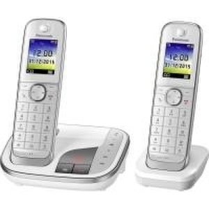 Panasonic KX TGJ322GW - Schnurlostelefon - Anrufbeantworter mit Rufnummernanzeige - DECT - weiß + zusätzliches Handset (KX-TGJ322GW)