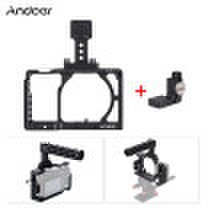 Andoer - Aleación de aluminio protectora Cámara de video Jaula Juego de empuñadura manual Sistema de filmación con abrazadera de cable para Sony A6000 A6300 A6500