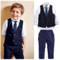 Caballero Niños Baby Boys Traje Tops Camisa Waistcoat Tie Pants 4PCS Set Ropa