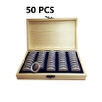 Homegeek Caja de almacenamiento de monedas de madera del tenedor de la moneda de madera de pino para la moneda conmemorativa cobrable con 20pcs que las cápsulas acomodan