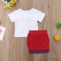 Canis Newborn Kid Baby Girls Bow Flower Tie Tops Camiseta Corta Mini Falda Outfit