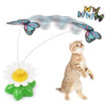 Gatito eléctrico mariposa giratoria pájaro varilla alambre gato juguete patrón al azar