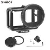 SHOOT XTGP507B Caja protectora de aleación de aluminio CNC Cámara de acción Cámara de montaje en jaula con 52mm UV Lens Backdoor para GoPro Hero 7 Blac