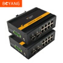 BOYANG BY-GG208 industrial grade fiber optic converter Gigabit optical eight single mode dual fiber Ethernet switch with power supply DC12 58V without module