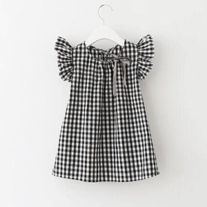 Classic Color-blocking Plaid Flounced Dress for Girl