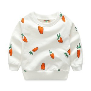 Cute Carrot Print Long-sleeve Pullover for 2-7 Years Kid