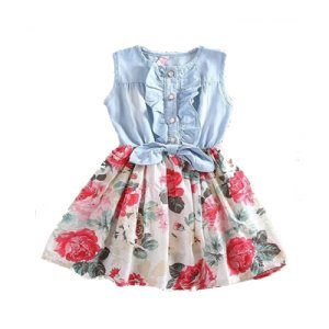 Pretty Denim Bodice Sleeveless Dress for Toddler Girl and Girl