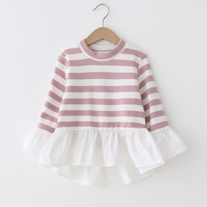 Pretty Striped Ruffled Hem Dress for Baby and Toddler Girl