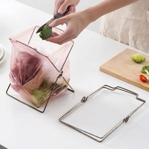 Popcorn Kitchen stainless steel litter bag holder as shown in figure - one size