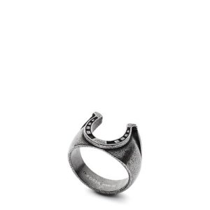 Fossil Men Horseshoe Stainless Steel Ring Silver - One size