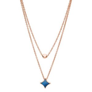 Fossil Women Double Signature Rose-Gold-Tone Stainless Steel Necklace - One size