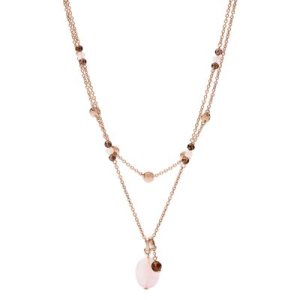 Fossil Women Duo Charm Rose Gold-Tone Stainless Steel Necklace - One size