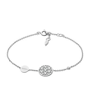 Fossil Women Floral Sterling Silver Bracelet White - One size