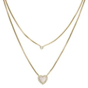 Fossil Women Heart Duo Gold-Tone Stainless Steel Necklace - One size