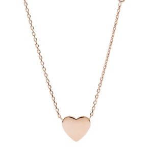Fossil Women Heart Rose Gold-Tone Stainless Steel Necklace - One size
